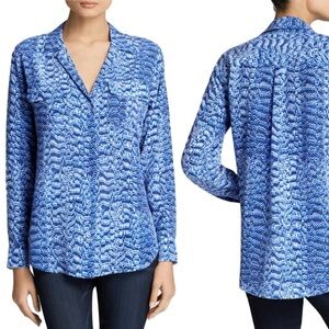 Equipment Snakeskin Print Silk Button Down shirt in Blue
